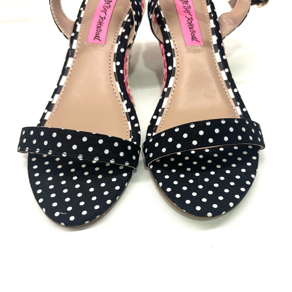 Betsey Johnson Black Polka Dot Wedge Sandals - Picture 6 of 7